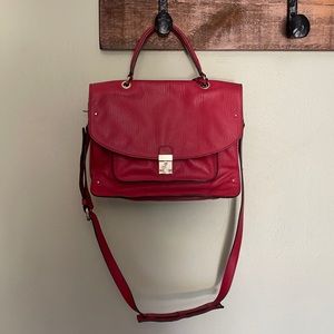 Tory Burch Red Top Handle Leather Bag